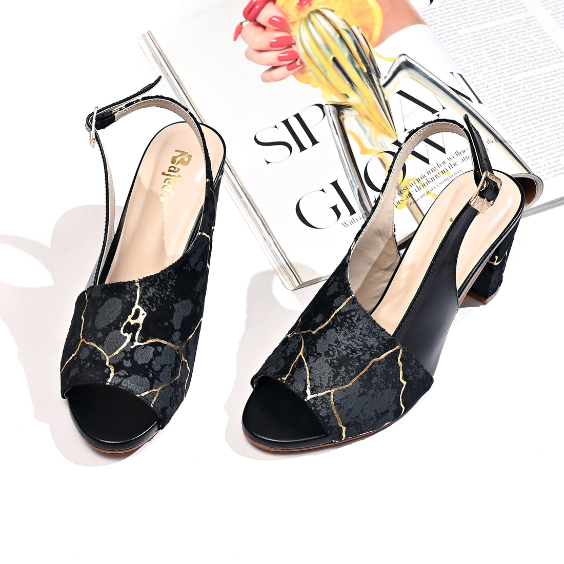 Stamped Elegance Block Heel