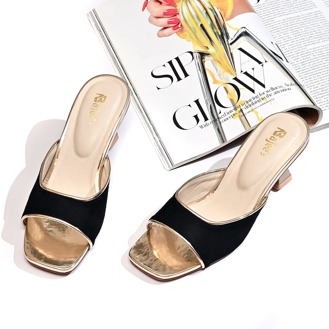 Black Geometric Mules