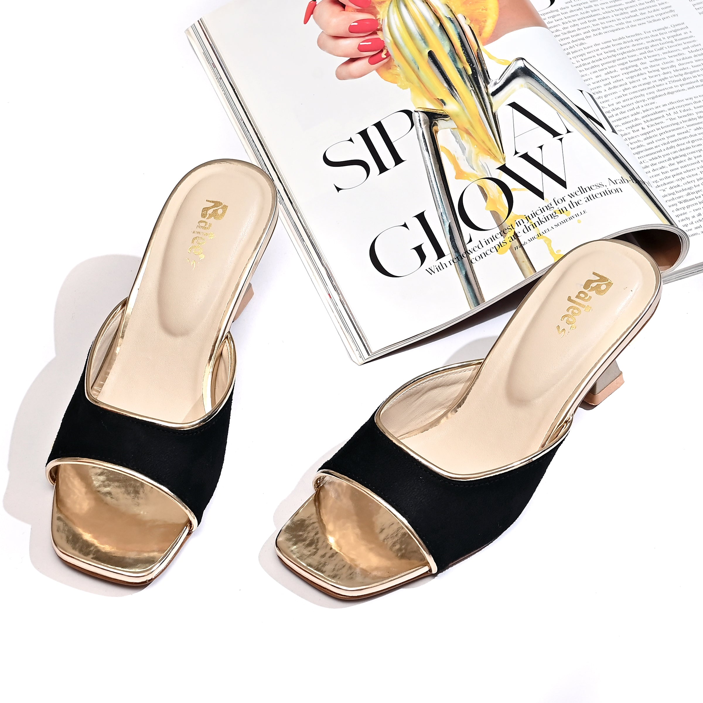 Black Geometric Mules
