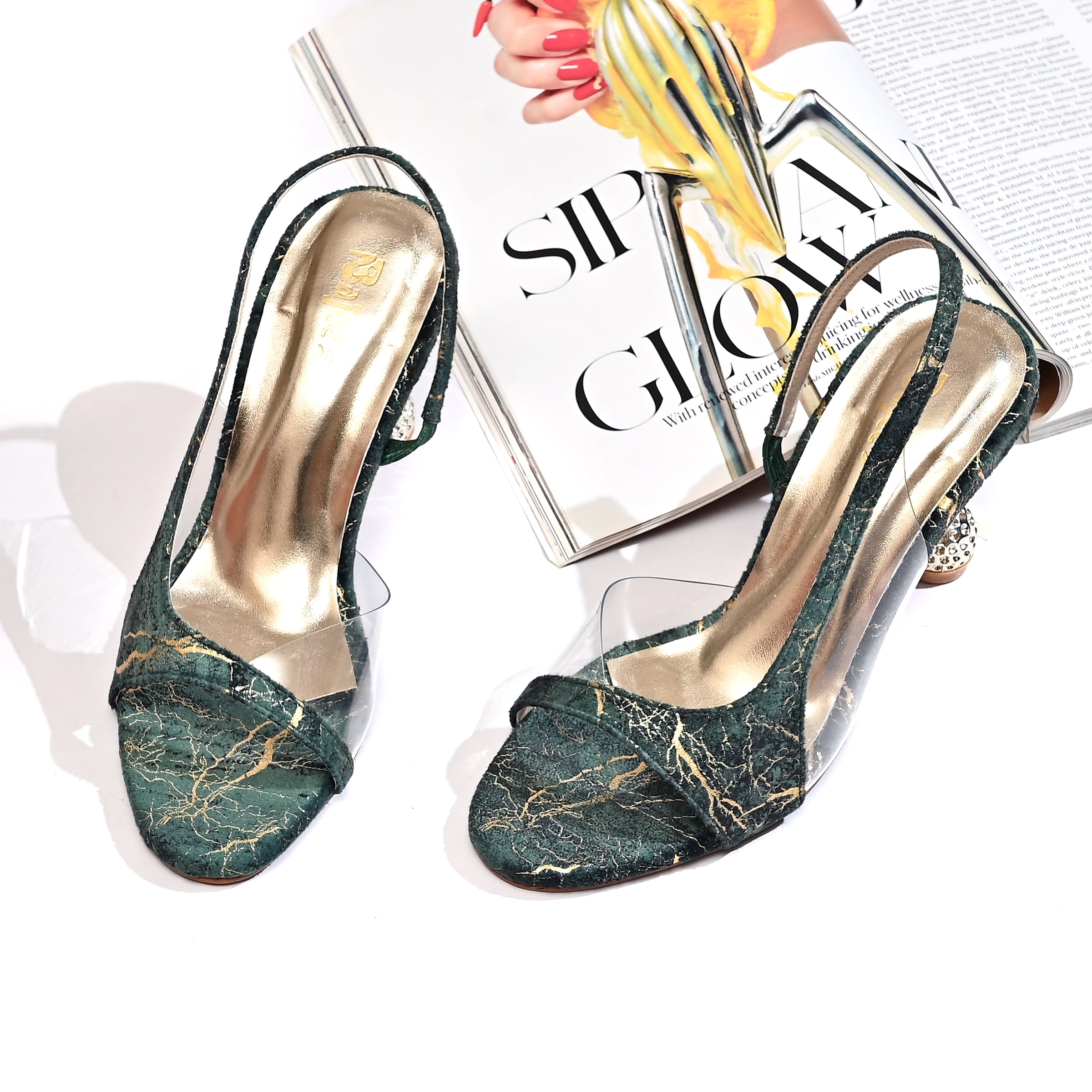 Crystal Grace – Slingback Heels with Gem Heel