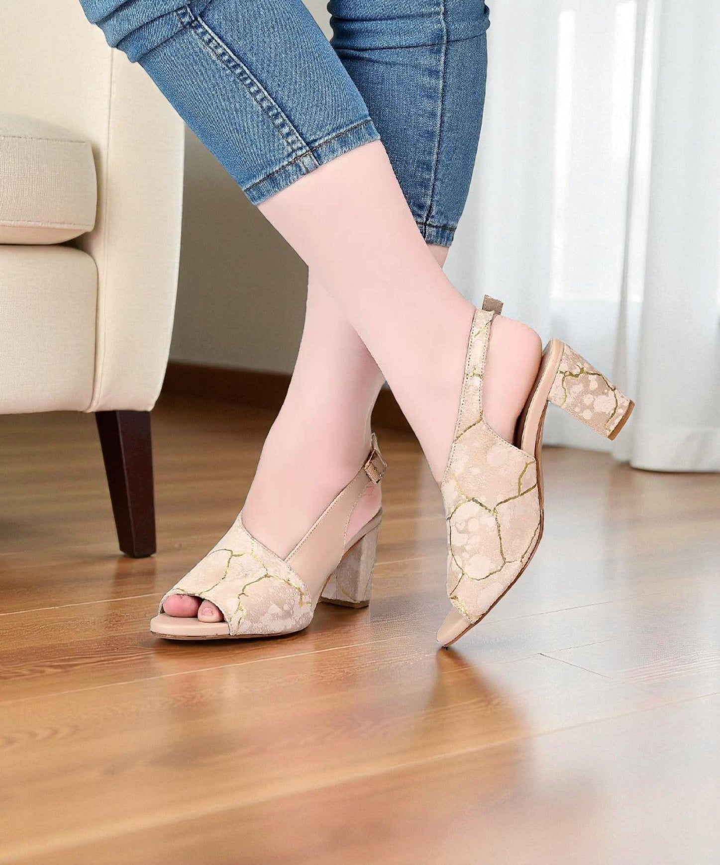 Stamped Elegance Block Heel