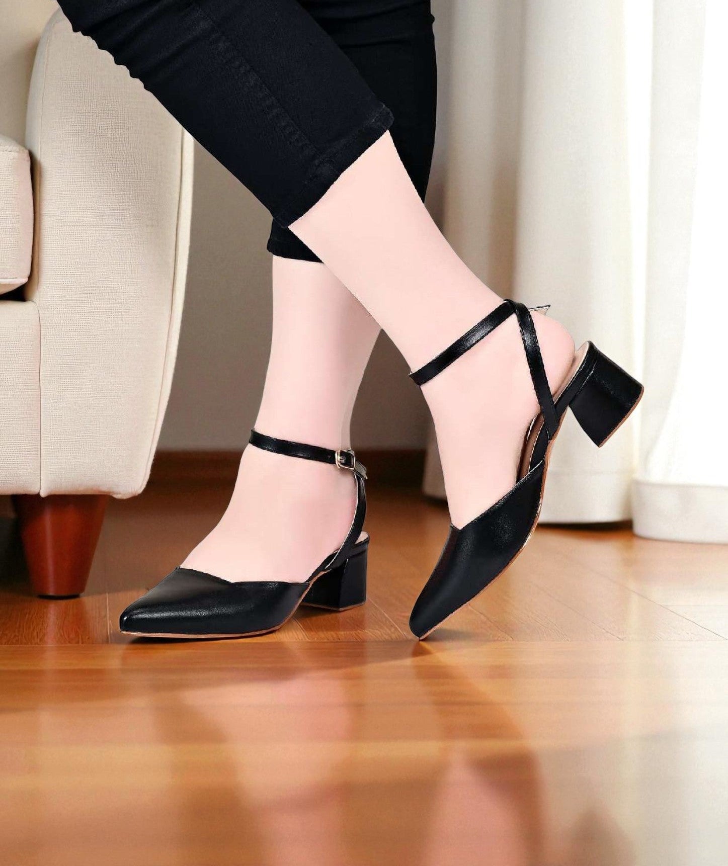 Noir Charm Block Heel